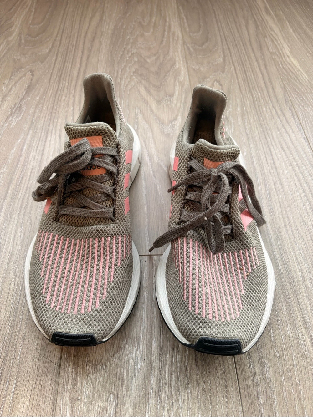 adidas Olive Green and Pink Women's Athletic Sneakers